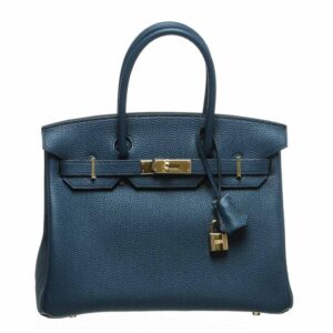 Hermes Birkin 30 Bleu Prusse Togo Leather Gold Hardware