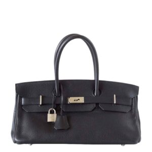 Hermes Birkin JPG Shoulder Bag Black Clemence Leather Palladium Hardware
