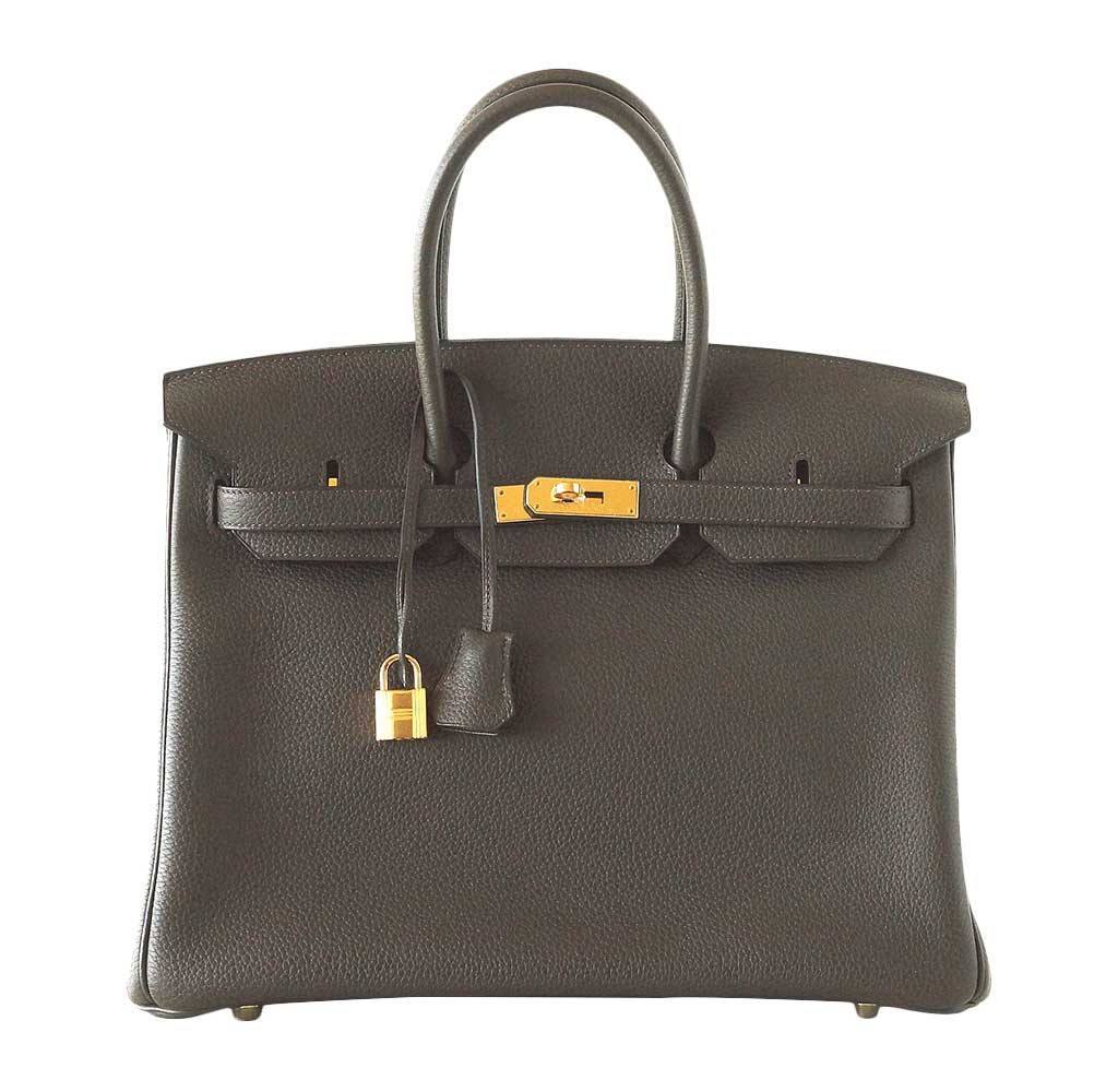 Hermes Birkin 35 Vert Bronze Veau Togo Leather Gold Hardware