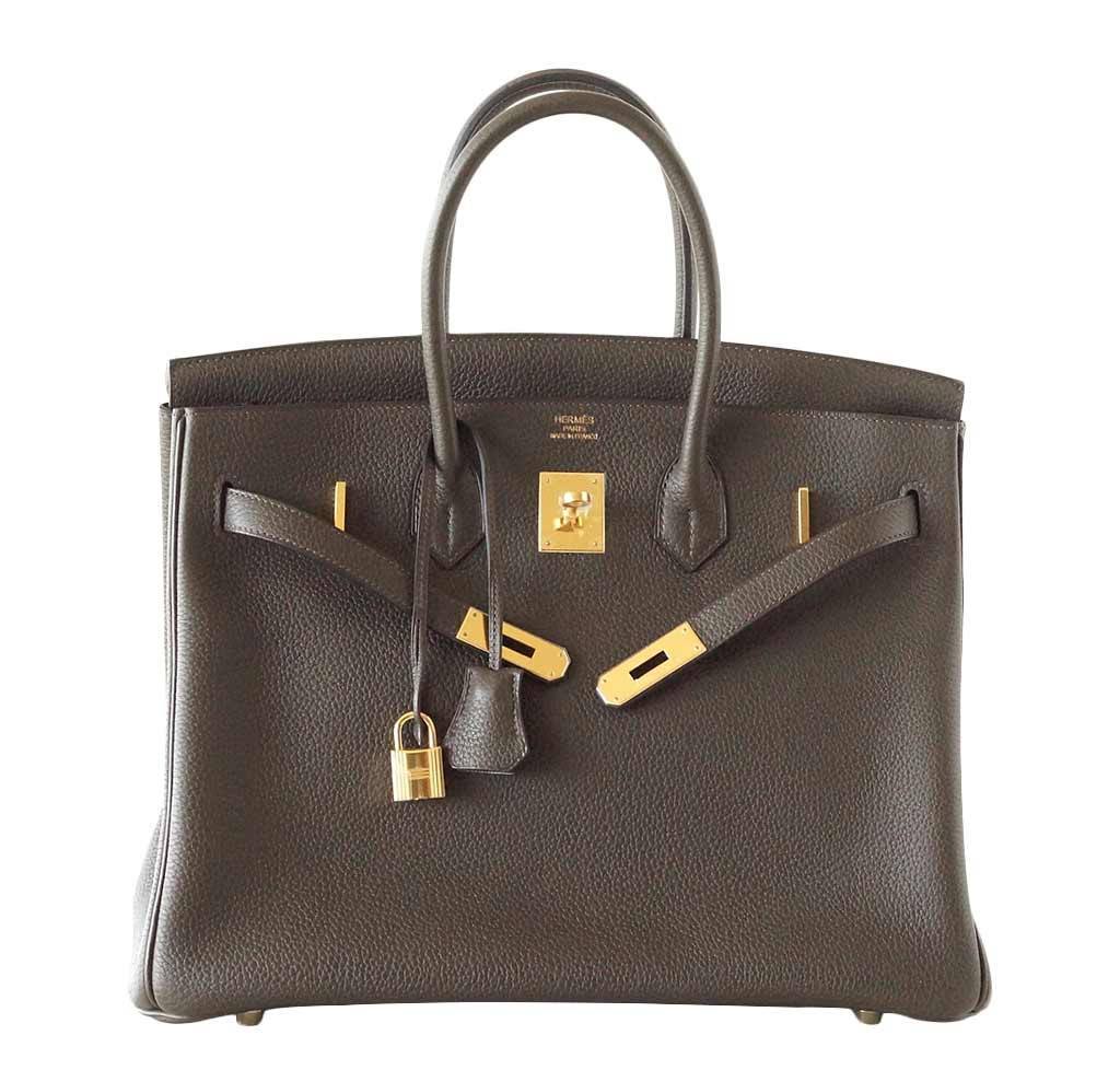 Hermes Birkin 35 Vert Bronze Veau Togo Leather Gold Hardware - Image 2